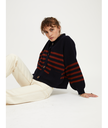 CARDIGAN ROY STRIPES HARISSA NAVY Le MVP de beaucoup