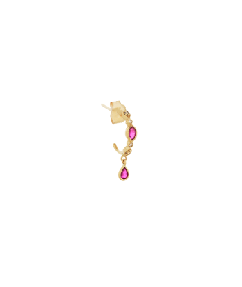 GOLTEN AND DIAMOND HOOP RUBIS EARRINGS prix pour 