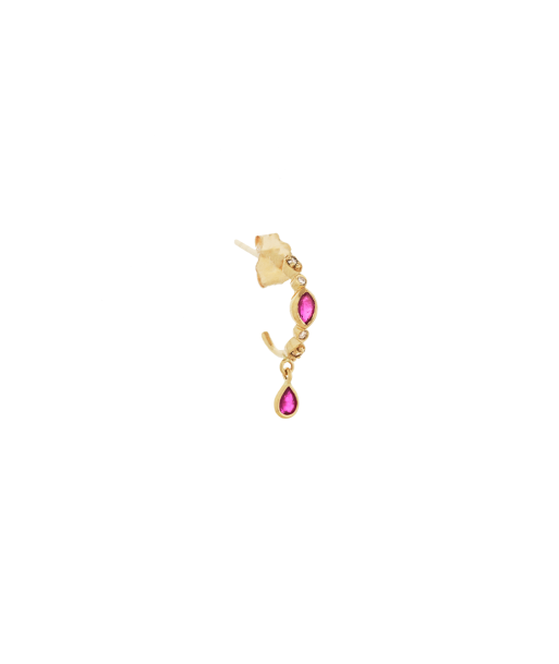 GOLTEN AND DIAMOND HOOP RUBIS EARRINGS prix pour 