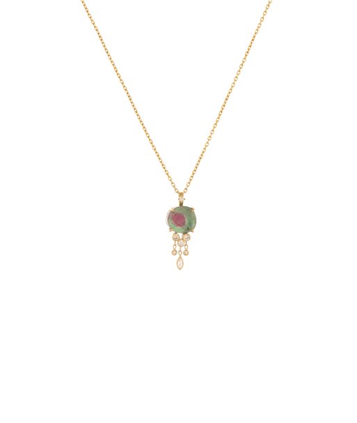 JELLYFISH WATERMELON TOURMALINE AND DIAMOND NECKLACE de France