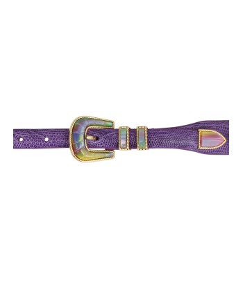 EXCLUSIVE CRAZY LIZARD BELT PURPLE AND GOLD outlet