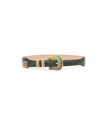 EXCLUSIVE CRAZY LIZARD BELT GREEN AND GOLD 2023