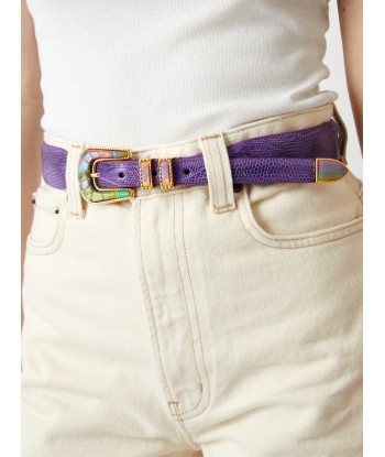 EXCLUSIVE CRAZY LIZARD BELT PURPLE AND GOLD outlet