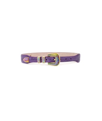 EXCLUSIVE CRAZY LIZARD BELT PURPLE AND GOLD outlet