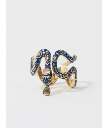 EVE SERPENT BLUE JEAN AND GOLD ENAMEL RING du meilleur 