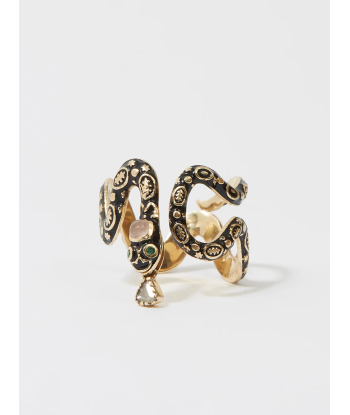 EVE SERPENT BLACK AND GOLD ENAMEL RING français