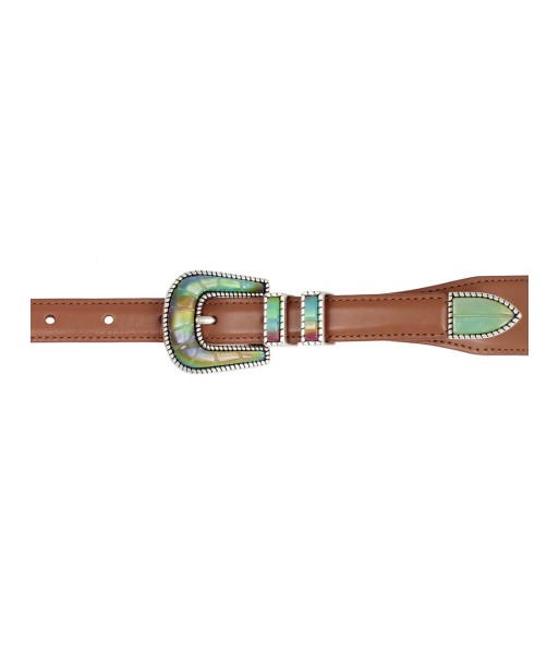 EXCLUSIVE CRAZY SILVER & TAN BELT vente chaude votre 