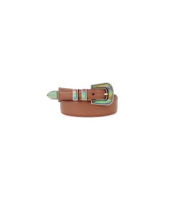 EXCLUSIVE CRAZY SILVER & TAN BELT vente chaude votre 