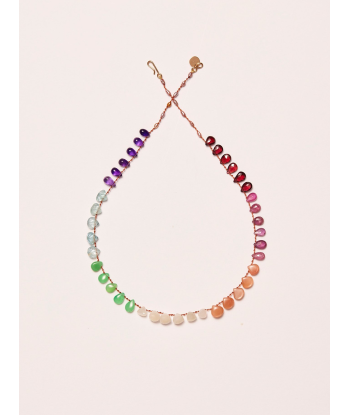 RAINBOW NECKLACE AMAZONITE GRENAT SAPHIRS pas cher 