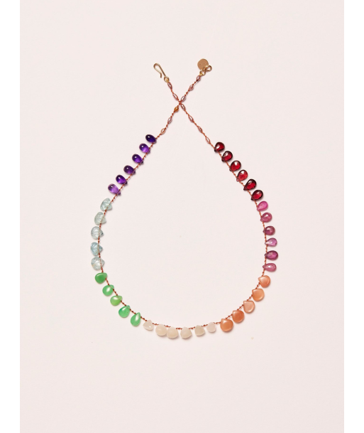 RAINBOW NECKLACE AMAZONITE GRENAT SAPHIRS pas cher 