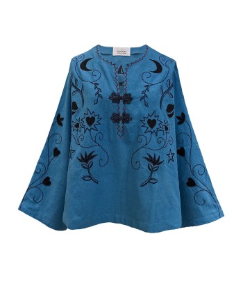 BASIL EMBROIDERED OUTREMER BLOUSE ouvre sa boutique