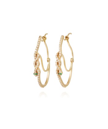 DIAMOND & EMERALD SNAKE EARRINGS solde