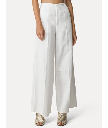 PALAZZO TROUSERS IN WHITE COTTON GABARDINE brillant des détails fins