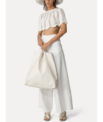 PALAZZO TROUSERS IN WHITE COTTON GABARDINE brillant des détails fins