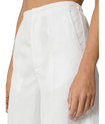 PALAZZO TROUSERS IN WHITE COTTON GABARDINE brillant des détails fins