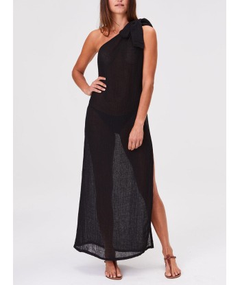 BLACK LINEN GAUZE SARONG DRESS shop