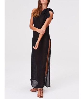 BLACK LINEN GAUZE SARONG DRESS shop