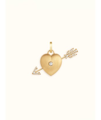 PENDENTIF COEUR PERCE OR ET DIAMANTS pas cher