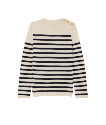 PULL THEO RAYÉ ANTIQUE WHITE & NAVY sur le site 