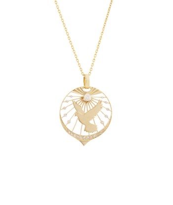 COLLIER MÉDAILLON DREAM MAKER OISEAU & SOLEIL DE DIAMANTS destockage